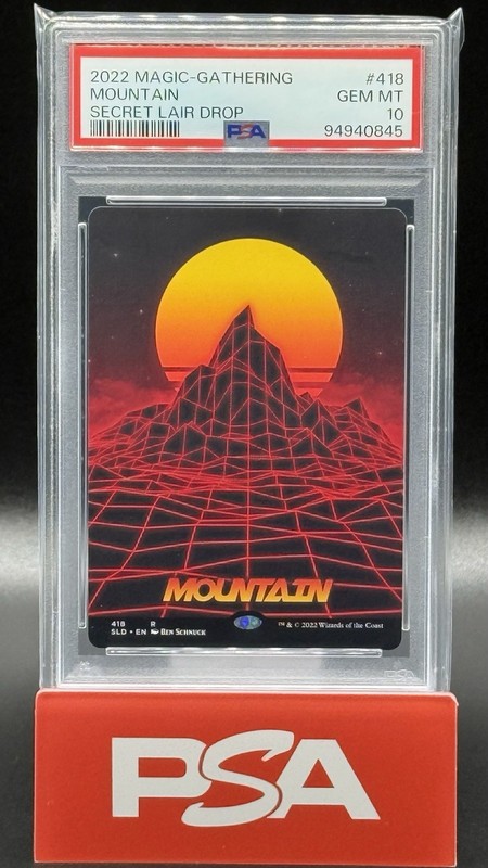 2022 MTG SECRET LAIR DROP SHADES NOT INCLUDED #418 MOUNTAIN PSA 10