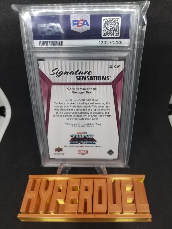 2024 Upper Deck Marvel Studios THOR Chris Hemsworth Auto Inscription PSA Graded view 2
