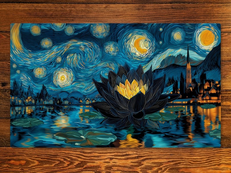 Starry Night Black Lotus Mtg Playmat – 14x24 Magic The Gathering Playmat