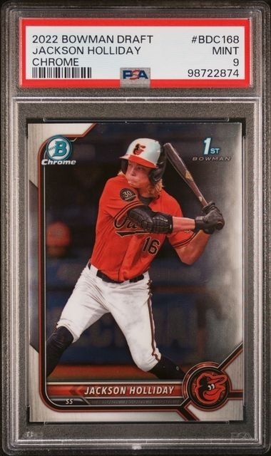 2022 Bowman Draft Chrome Jackson Holliday 1st Bowman #BDC168 PSA 9