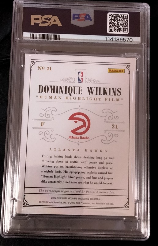 2012-13 Panini National Treasures Notable Nicknames / 49 D. Wilkins Auto PSA view 2