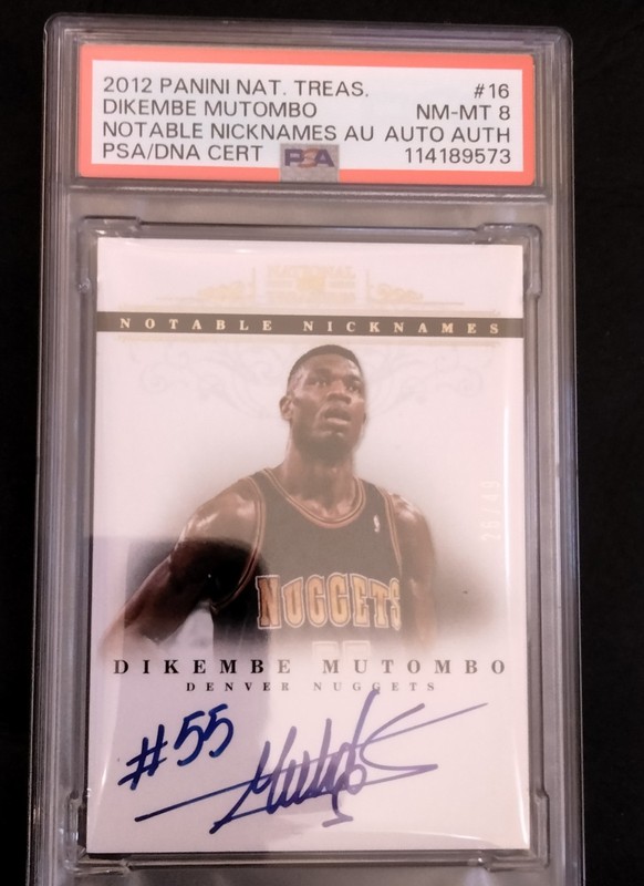 2012-13 Panini National Treasures Notable Nicknames / 49 Dikembe Mutomb Auto PSA