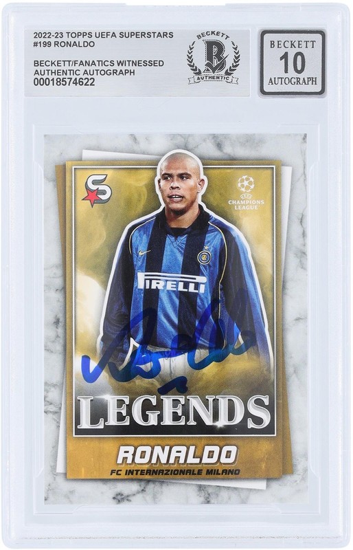 Ronaldo FC Internazionale Signed 2022-23 Topps UEFA Superstars #199 BAS 10 Card