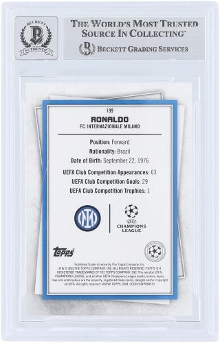 Ronaldo FC Internazionale Signed 2022-23 Topps UEFA Superstars #199 BAS 10 Card view 2