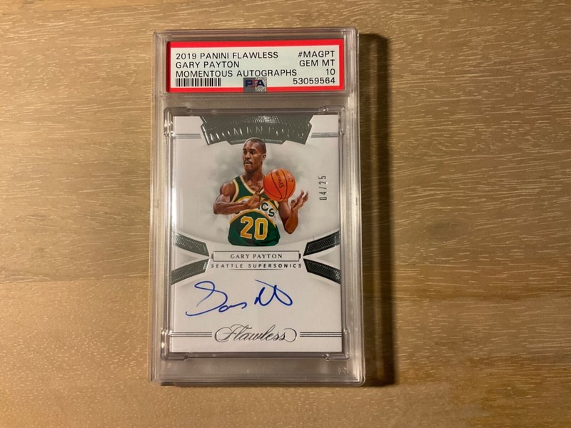 2019 Panini Flawless Basketball Gary Payton Momentous Auto 4/25 PSA 10 GEM POP 2