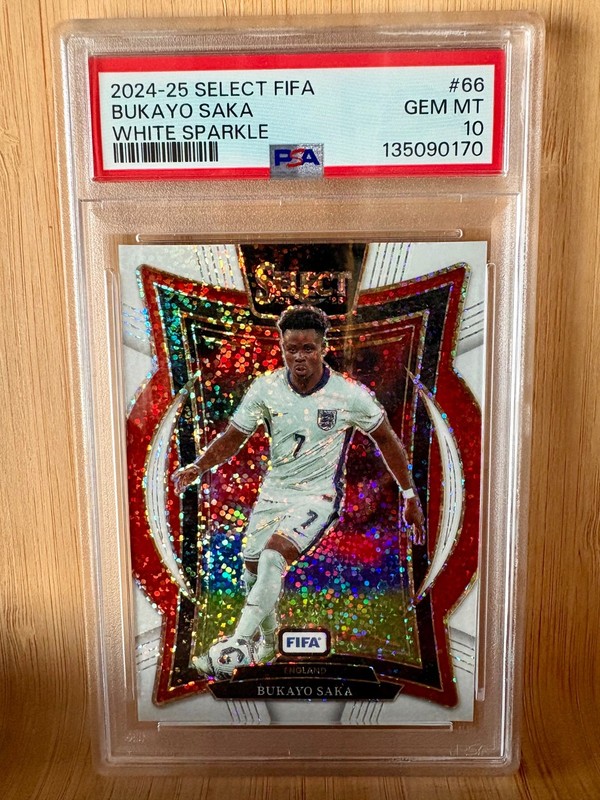 2024-25 Select FIFA Bukayo Saka PSA 10 GEM MINT SSP White Sparkle Prizm Card #66