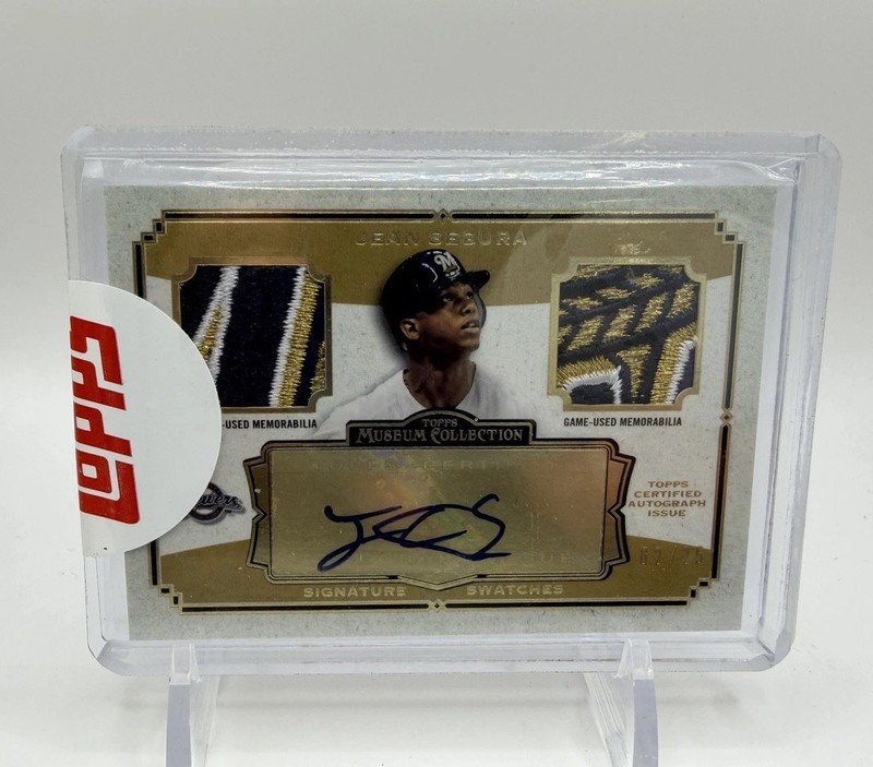 2013 Topps Museum Collection Jean Segura Auto Patch Game Used Brewers Logo /25