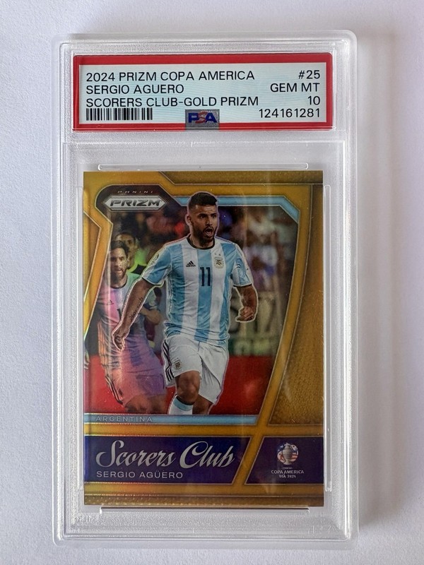 2024 Panini Prizm Sergio Aguero PSA 10 GEM MINT Gold Prizm SSP #01/10 Card #25