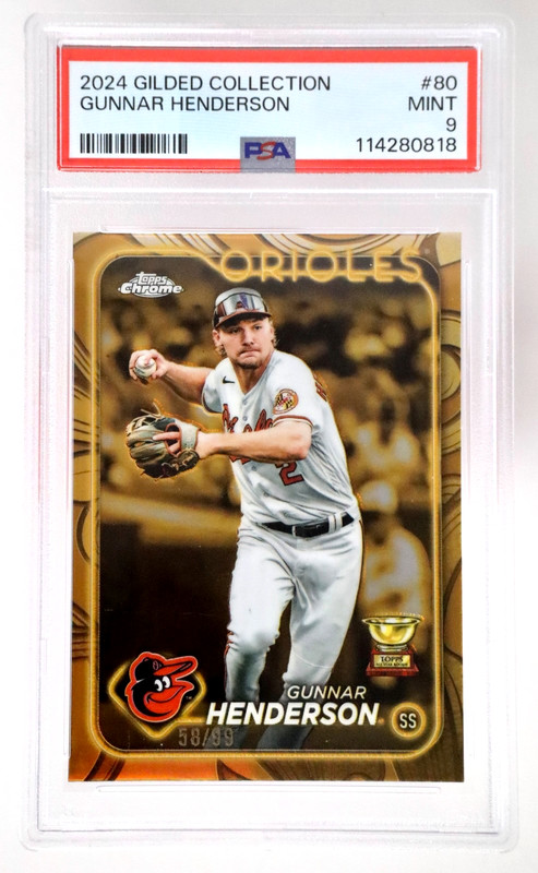 2024 Topps Gilded Collection Gunnar Henderson /99 Rookie Gold Cup PSA 9 A1