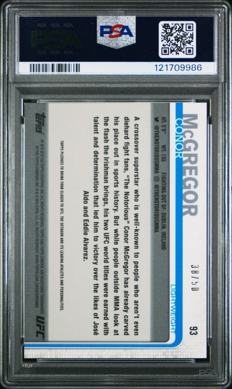 2019 Topps Chrome UFC Conor McGregor #93 Gold Refractor /50 PSA 9 view 2