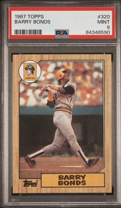 1987 Topps #320 Barry Bonds Rookie Card PSA 9 Mint -  Incomplete “3” on back