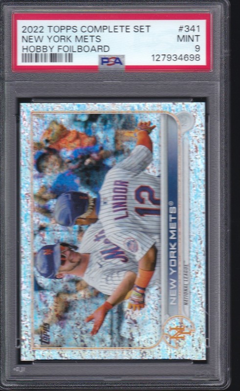 2022 Topps #341 ALONSO & LINDOR Mets /390 HOBBY FOILBOARD MT Graded PSA 9