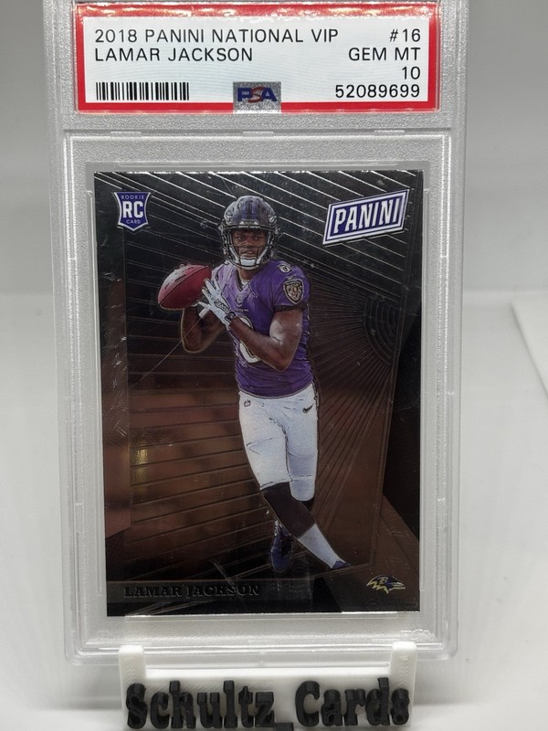 2018 PANINI NATIONAL VIP #16 LAMAR JACKSON ROOKIE RC PSA 10 view 1
