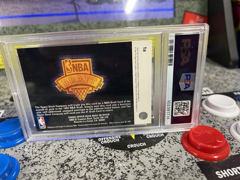 1992 Upper Deck Shaquille O'Neal Unredeemed Trade Card #1a Graded RC PSA 7 NM view 2