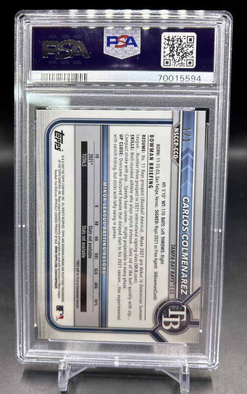 2022 Bowman Chrome NSCC Carlos Colmenarez Superfractor Card #'d 1/1 - PSA 10 view 2