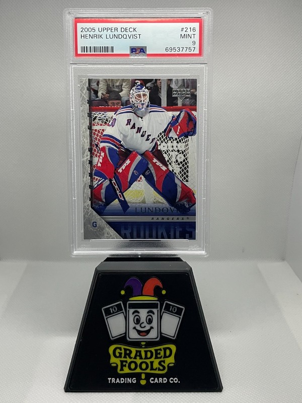2005 Upper Deck #216 - Henrik Lundqvist - Young Guns Rookie RC - PSA 9 view 1