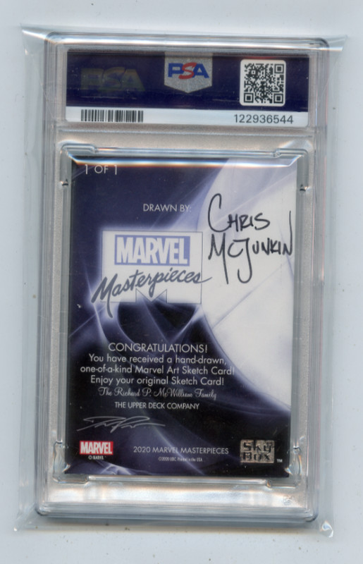 2020 MARVEL MASTERPIECES CHRIS McJUNKIN SKETCH CARD ANT-MAN #1/1, PSA 8, AUTO 10 view 2