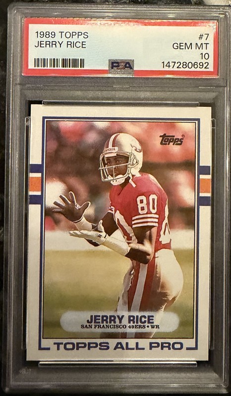 1989 Topps Football Jerry Rice #7 PSA 10 GEM-MT HOF 49ERS NEW LABEL