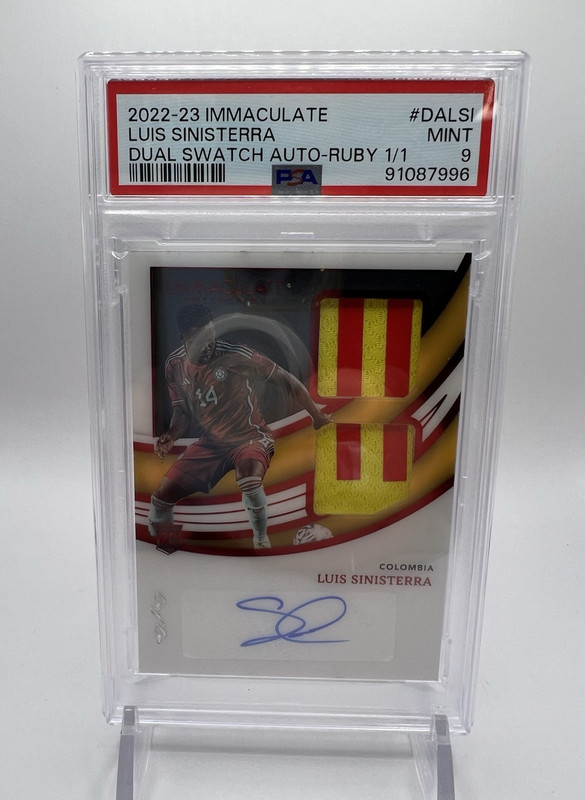 2022 Immaculate Luis Sinisterra RC Rookie Dual Swatch Auto Ruby 1/1 PSA 9 MINT view 2