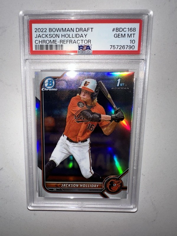 2022 Bowman Draft Chrome Jackson Holliday #BDC-168 Refractor 1st Bowman PSA 10