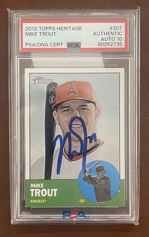 MIKE TROUT 2012 Topps Heritage #207 AUTOGRAPHED PSA/DNA 10 AUTO view 1