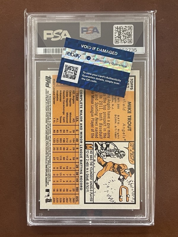 MIKE TROUT 2012 Topps Heritage #207 AUTOGRAPHED  PSA/DNA 10 AUTO view 2