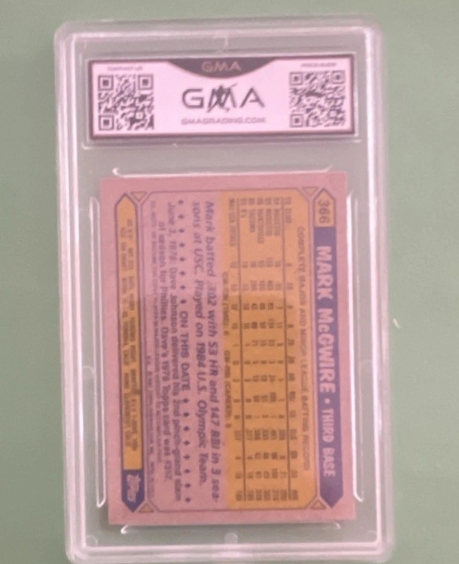 1987 Topps Mark McGwire Rookie GMA 10 view 2