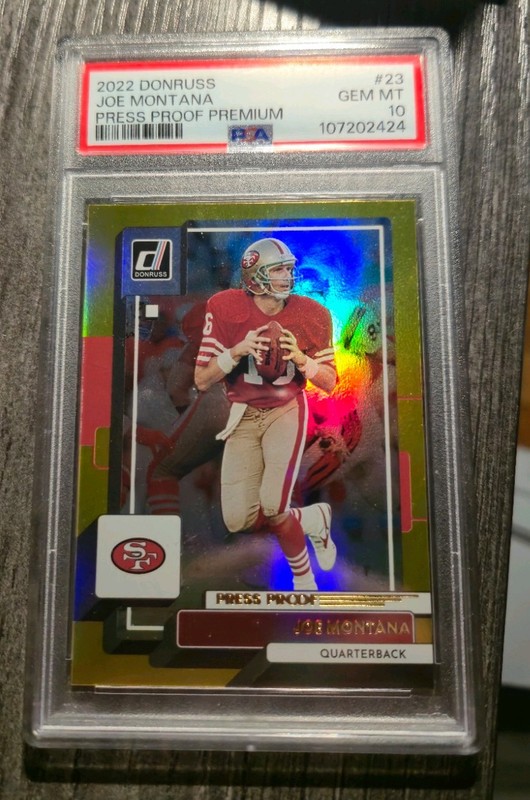 2022 Joe Montana Panini Donruss Press Proof Premim PSA 10