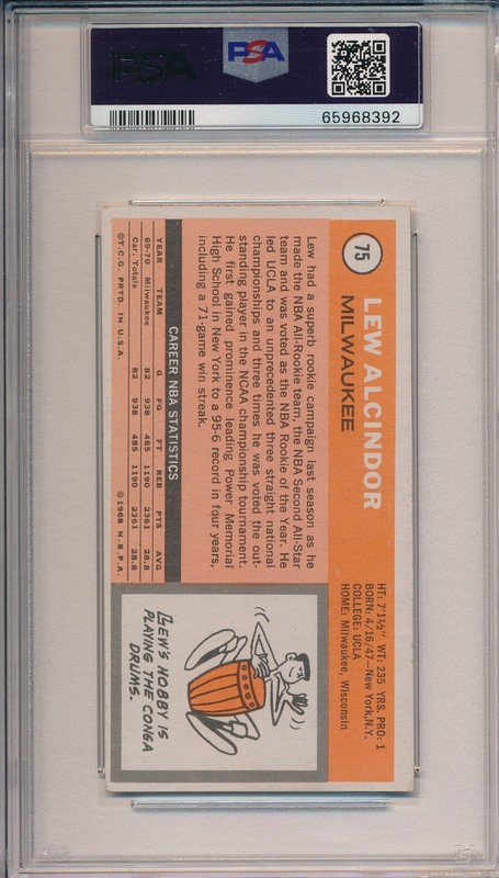 1970 TOPPS #75 LEW ALCINDOR - PSA 4 VG-EX (SVSC) NEWLY GRADED! CENTERED! view 2