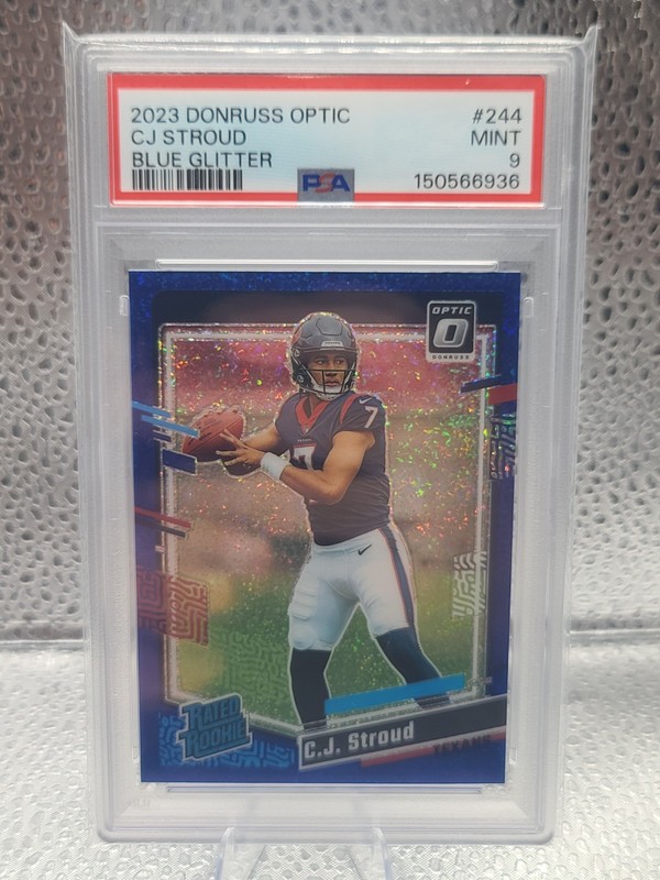 2023 Donruss Optic C.J. Stroud Blue Glitter Prizm Rated Rookie #244 PSA 9 SP
