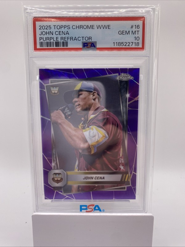 2025 Topps Chrome WWE - John Cena #16 Purple Refractor PSA 10