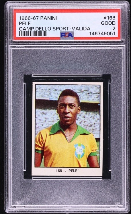 1966 Panini Campioni Dello Sport Soccer Pele VALIDA BACK #168 PSA 2 GD