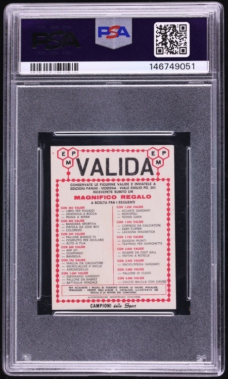 1966 Panini Campioni Dello Sport Soccer Pele VALIDA BACK #168 PSA 2 GD view 2