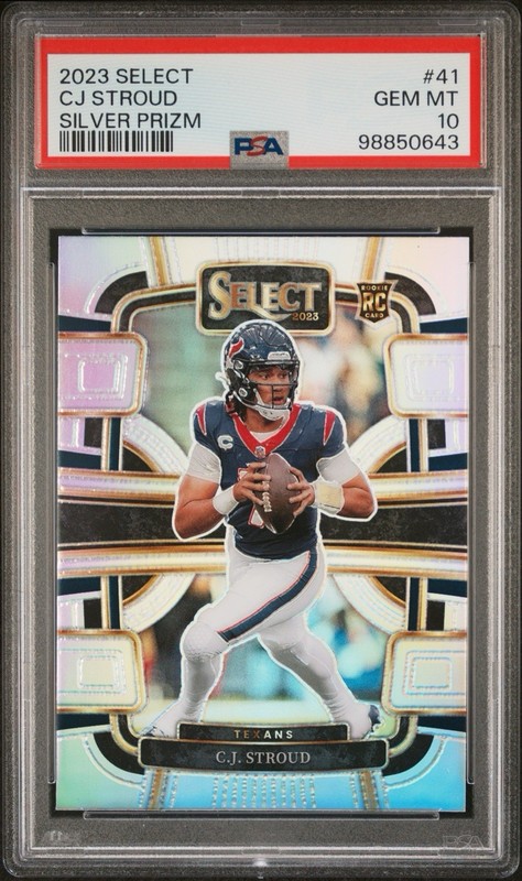 2023-24 Panini Select #41 C.J. Stroud RC Rookie Silver Prizm PSA 10 Gem Houston