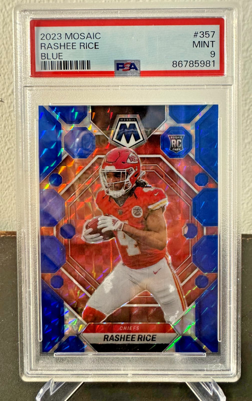 PSA 9 2023 Panini Mosaic Rashee Rice #357 Blue Mosaic Numbered Rookie Card /99 view 2
