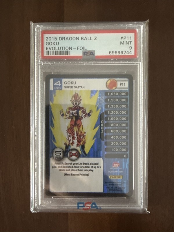 Dragon Ball Z TCG Goku Super Saiyan P11 FOIL Promo Panini Evolution PSA 9