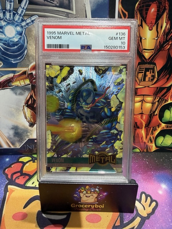 1995 Metal Marvel Venom Alternate M Card #136 PSA 10 Gem Mint SP Rare