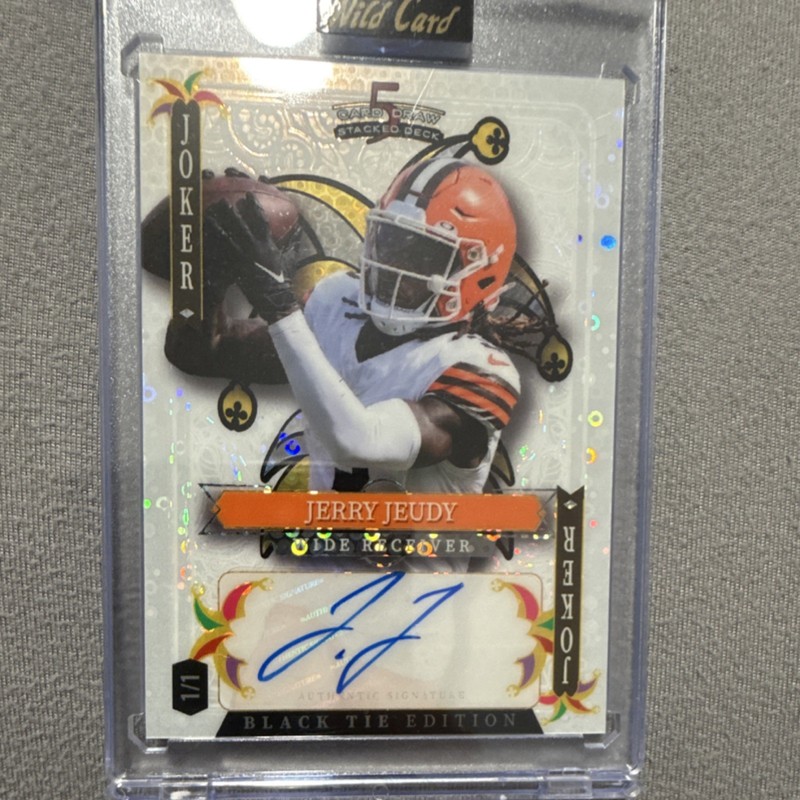 Wild Card 2026 Black Tie Edition Jerry Jeudy 1/1 Auto Football Card