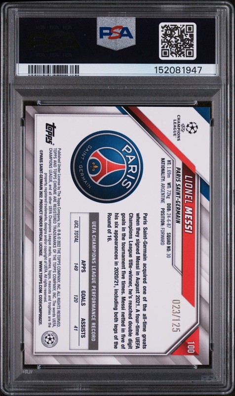2021 TOPPS CHROME UEFA CHAMPIONS LEAGUE #100 LIONEL MESSI ROSE GOLD REFRACTOR view 2