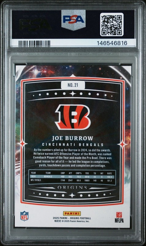 2025 Panini Origins-Joe Burrow #21 Holo Red /225 PSA 8 POP 1 view 2