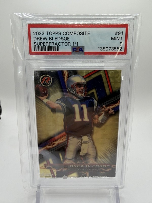 2023 Topps Composite Drew Bledsoe #91 Superfractor 1/1 Graded PSA 9 MINT view 2