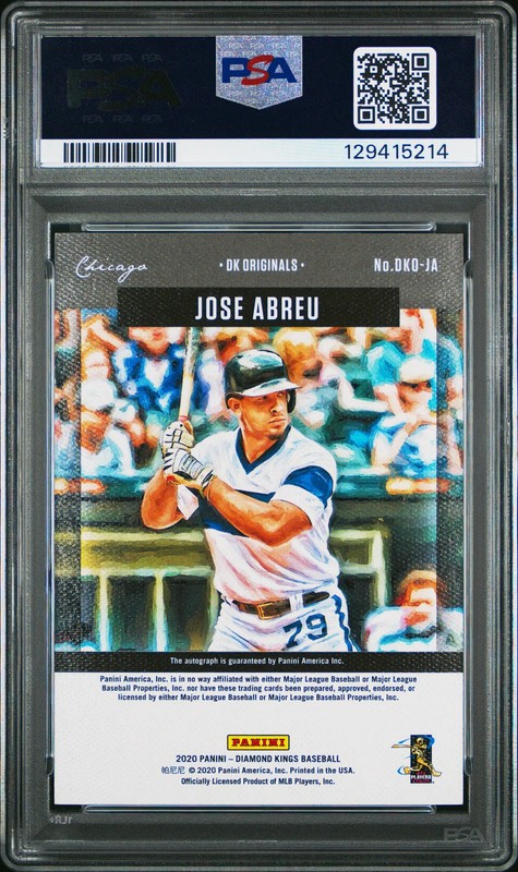 2020 Diamond Kings Originals Jose Abreu auto Holo Blue PSA 10 25/25 pop 2 view 2