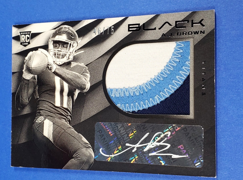 2019 PANINI BLACK A.J. BROWN ROOKIE SILVER INK AUTO PATCH SIGNATURE SP #/75
