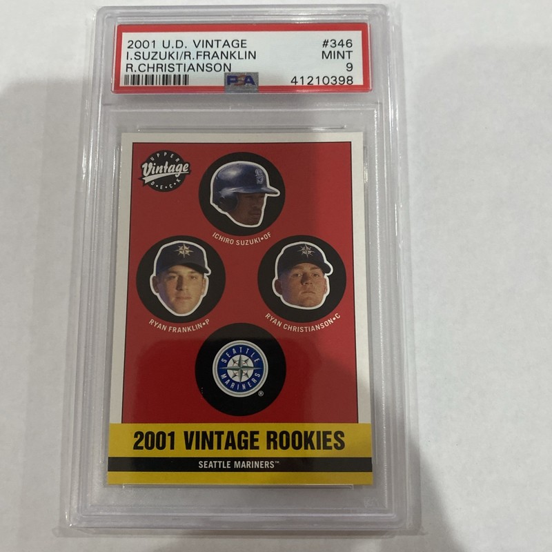 2001 Upper Deck Vintage #346 Ichiro Suzuki, R.Franklin, R.Christianson - PSA 9