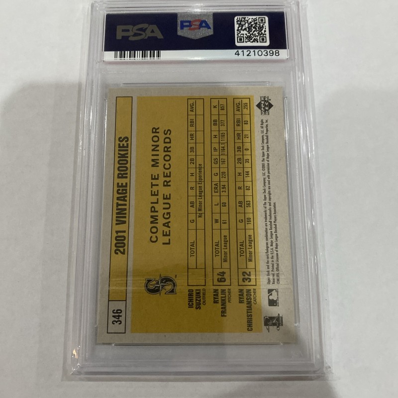 2001 Upper Deck Vintage #346 Ichiro Suzuki, R.Franklin, R.Christianson - PSA 9 view 2