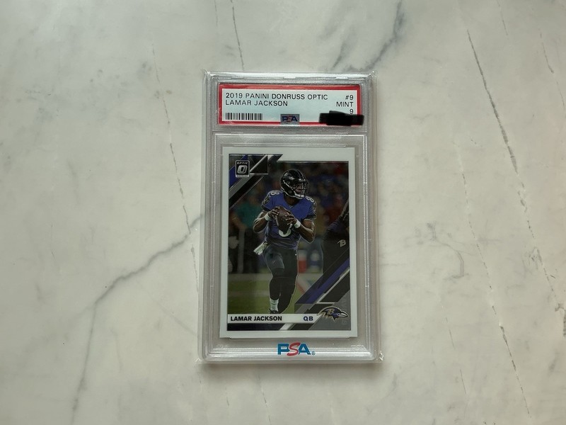 2019 Panini Donruss Optic Lamar Jackson No.9 Baltimore Ravens Mint PSA 9