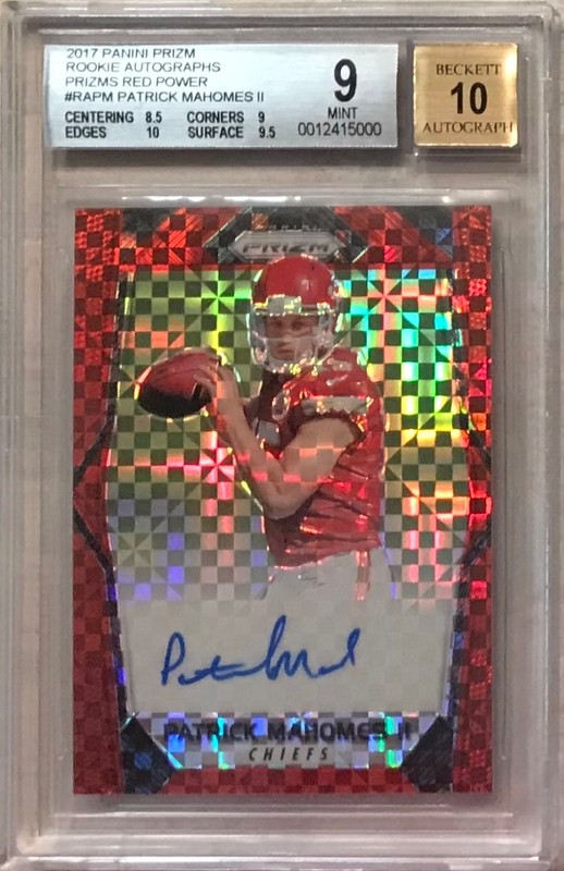 2017 Panini Prizm Patrick Mahomes #17/49 Red Power Prizm (RC) BGS 9 Mint 10 Auto