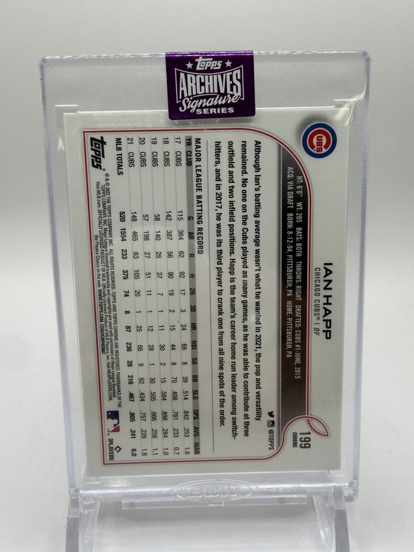 2025 Topps Archive Signature Ian Happ Autograph 2022 Chrome On Card Auto 1/1 view 2