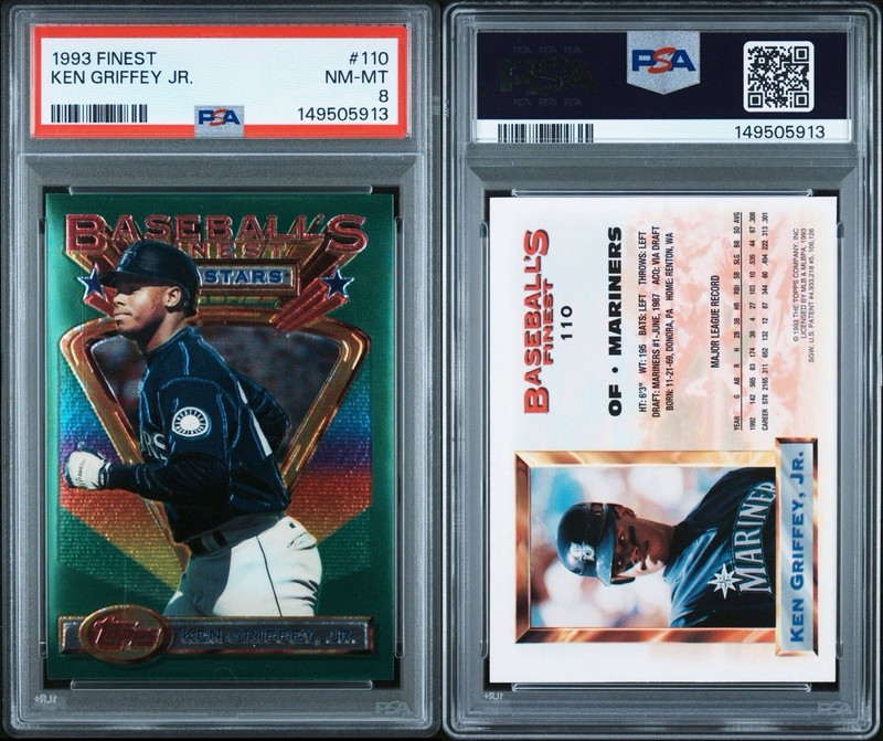 Ken Griffey Jr 1993 Topps Finest #110 Seattle Mariners HOF PSA 8