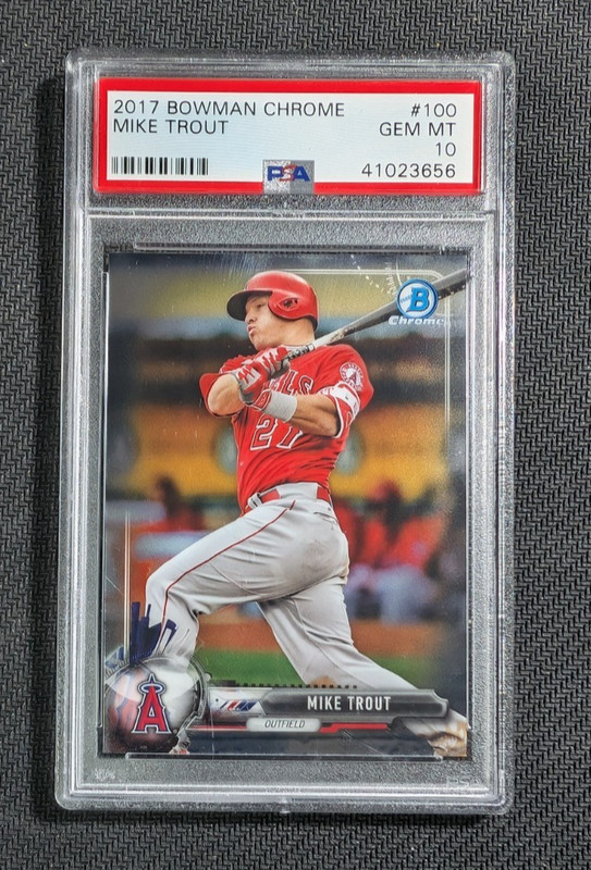 2017 Bowman Chrome Card #100 Mike Trout Graded PSA 10 Gem Mint